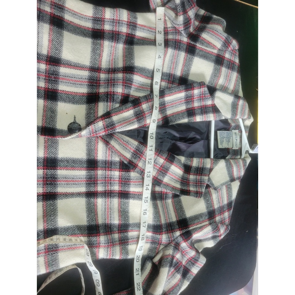 White Stag Womens Wool Blend Plaid Blazer Jacket Ivory Black Red W5511652 Size 6 - Picture 3 of 8